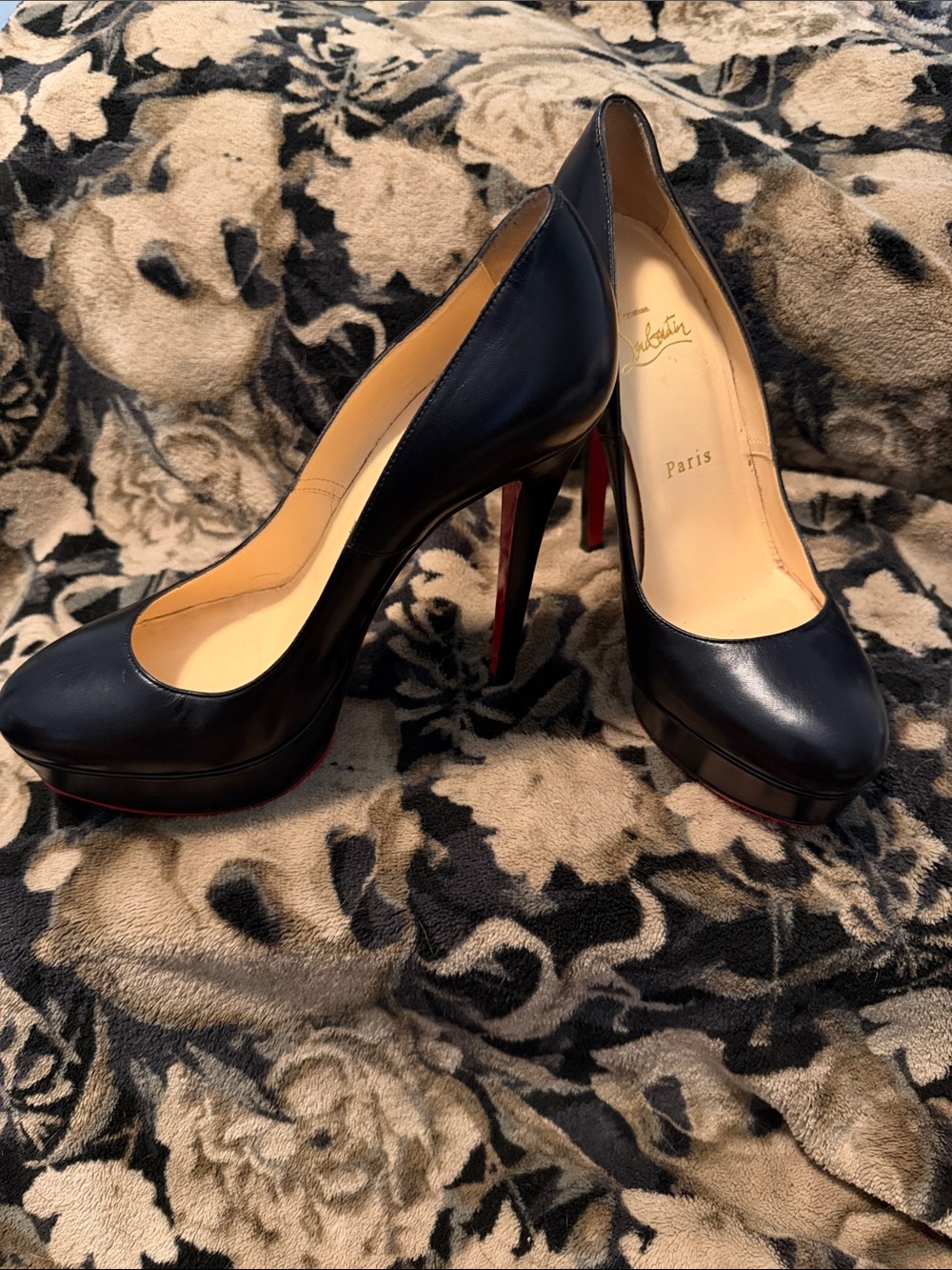 Christian Louboutin Black Leather Platform Pumps EU 37